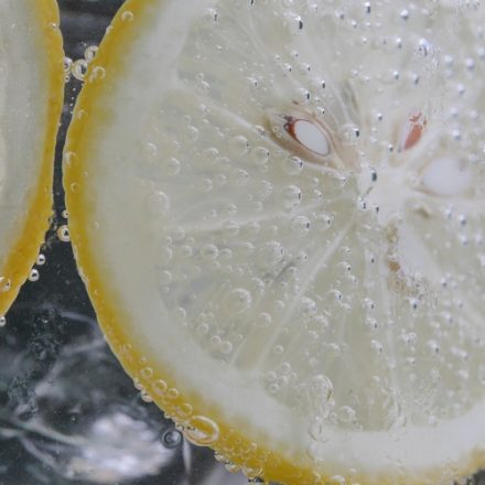 rondelles de citron dans eau pétillante fraîche