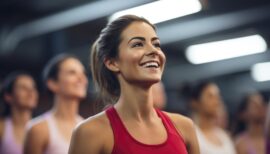 femme souriante pendant son cours de fitness